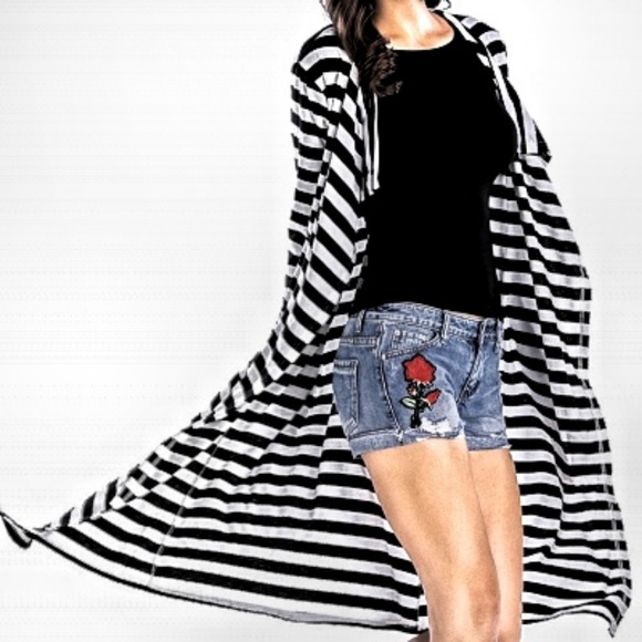 JET John Eshaya Striped Long Sleeve Cardigan Black - Picture 2 of 6